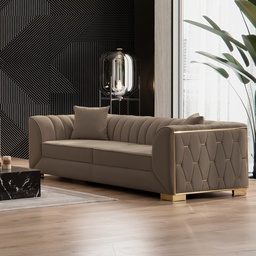 [FZ101392] Divano marrone 80x170x95 cm gambe oro
