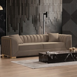 [FZ101391] Divano marrone 230x80x95 cm gambe oro