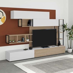 [FZ99384] Parete attrezzata 260x40x33 cm bianco rovere