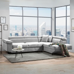 [FZ101460] Divano letto angolare 297x206x77 cm grigio