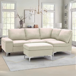 [FZ101085] Divano angolare destro beige 218x172x87