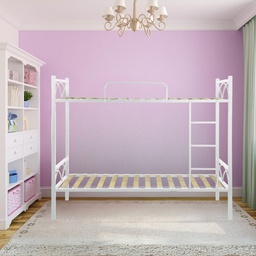 [FZ101942] Letto a castello in metallo bianco 194x80x160