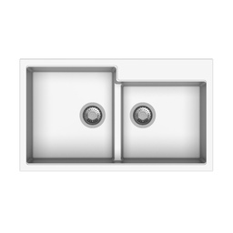 [FZ102023] Lavello 86x50 cm 2 vasche bianco