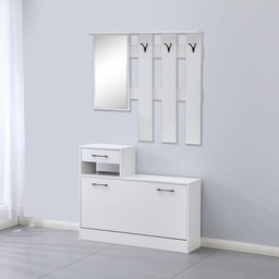 [FZ101769] Mobile ingresso bianco 100x180x25 cm con specchio