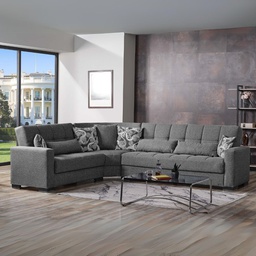 [FZ102075] Divano angolare grigio 312x253x79 cm