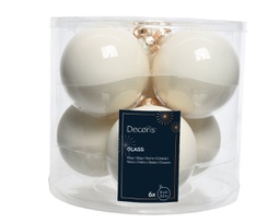 [KAE140.392] Set di 6 palline di Natale 8 cm panna
