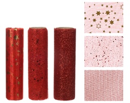 [20184759] Tessuto decorativo poliestere rosso 200x14.5 cm