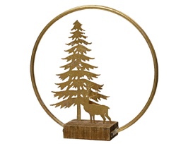 [20184790] Figura in ferro con albero e cervo 7x28.5x28 cm