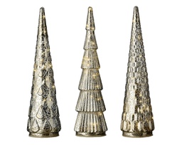 [20184912] Albero micro LED vetro fisso 9x35 cm argento