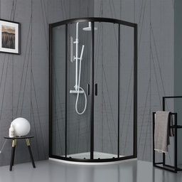 [KB-B2030110430023] Box doccia semicircolare 90x90 cm nero opaco