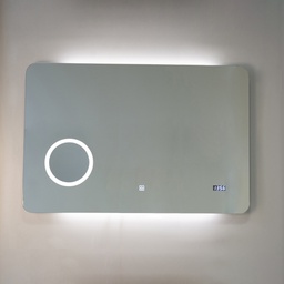 [KB-B3010641000086] Specchio led 100x70 con lente e orologio