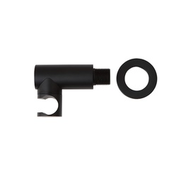 [KB-B2050221500130] Presa acqua tonda nera opaca con supporto doccetta