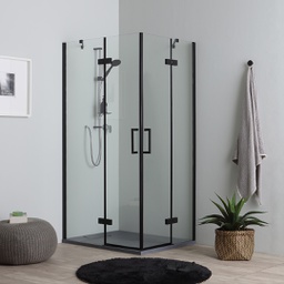 [KB-B2030611200202] Cabina doccia nera 90x70 vetro trasparente