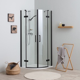 [KB-B2030611200207] Box doccia semicircolare 90x90 apertura battente nero