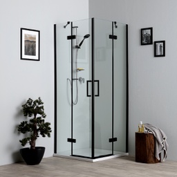 [KB-B2030611200208] Box doccia nero opaco 70x70 con ante battenti