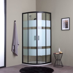 [KB-B2030110430005] Box doccia semicircolare 80x80 cristallo nero