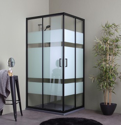 [KB-B2030110430008] Box doccia scorrevole 100x80 nero opaco