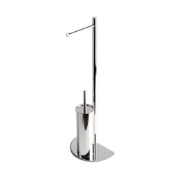 [KB-B2020000000341] Portarotolo e portascopino cromati con base a mezzaluna 