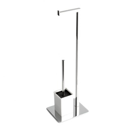 [KB-B2020000000351] Piantana con portarotolo cromato e portascopino