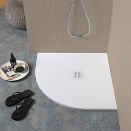 [KB-B2030662000019] Piatto doccia semicircolare 90x90 in resina bianca