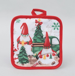 [20186430] Presina quadrata con Babbi Natale e gnomi 17 cm