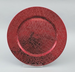 [20186471] Piatto decorativo 33 cm rete rossa metallizzata