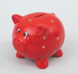 [20186426] Maialino salvadanaio 15 cm rosso a pois