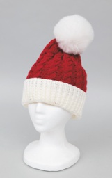 [20186436] Cappello in lana adulto con pom-pom rosso