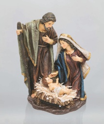 [20186499] Natività in resina 28 cm con bambino su paglia