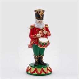 [20103695] Portacandela Babbo Natale 23 cm verde rosso