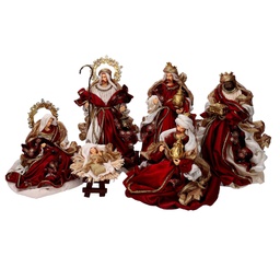 [20100768] Presepe bordeaux con re magi 25,4 cm