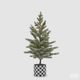 [2020812] Albero di pino H78 con vaso a scacchi