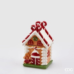[20103667] Contenitore casetta Natale con fiocco H 19 cm