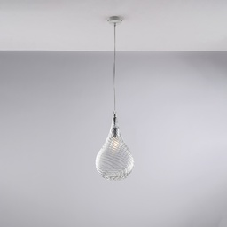 [BL264-S1-TR] Sospensione in ferro e vetro 20x42 cm