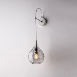 [BL264-AP1-GR] Applique in ferro con vetro grigio 60x14x21
