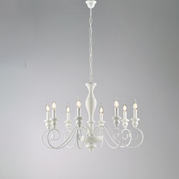 [BL265-8-BCO] Lampadario shabby 8 luci H.61 x Ø82
