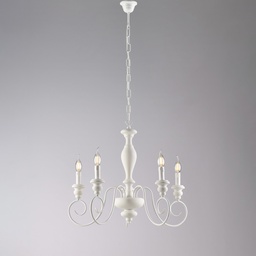 [BL265-5-BCO] Lampadario shabby in legno e ferro 55x60