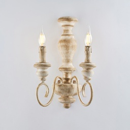 [BL265-AP2-BT] Applique in legno e ferro 40x25x18 2 luci