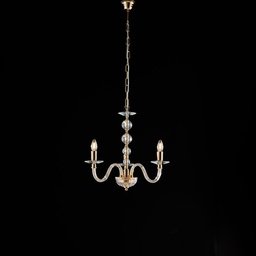 [BL267-3-OR] Lampadario oro con vetro e strass 49x43