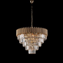 [BL268-9-OR] Lampadario in ferro dorato con strass 47x62