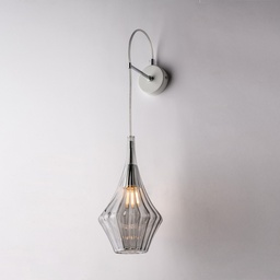 [BL270-AP1-GR] Applique in ferro con vetro grigio 64x14x21