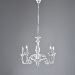 [BL271-5-BCO] Lampadario shabby bianco 5 luci 56x62