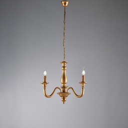 [BL271-3-OR] Lampadario in legno oro antico 48x41 cm