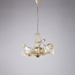 [BL274-5-AV] Lampadario in ferro avorio decape 44x65