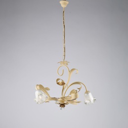 [BL274-3-AV] Lampadario in ferro avorio 3 luci H.44 x Ø59