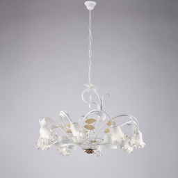 [BL274-8-BCO] Lampadario shabby bianco 8 luci 52x85