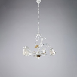[BL274-3-BCO] Lampadario shabby bianco 3 luci 44x59 cm