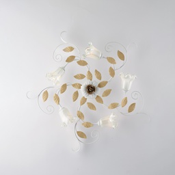 [BL274-PL5-BCO] Plafoniera shabby bianca 5 luci Ø80 x H.17