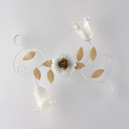 [BL274-PL2-BCO] Plafoniera shabby bianca 2 luci 17x52