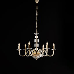 [BL275-6-OR] Lampadario oro con vetro e strass 56x77